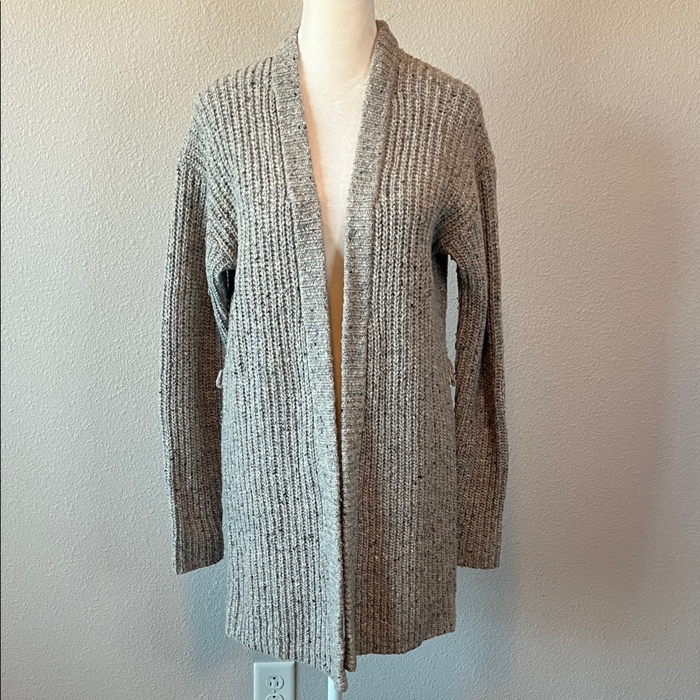 Brooks Brothers Open Cardigan Sweater Beige/Gray Size Small